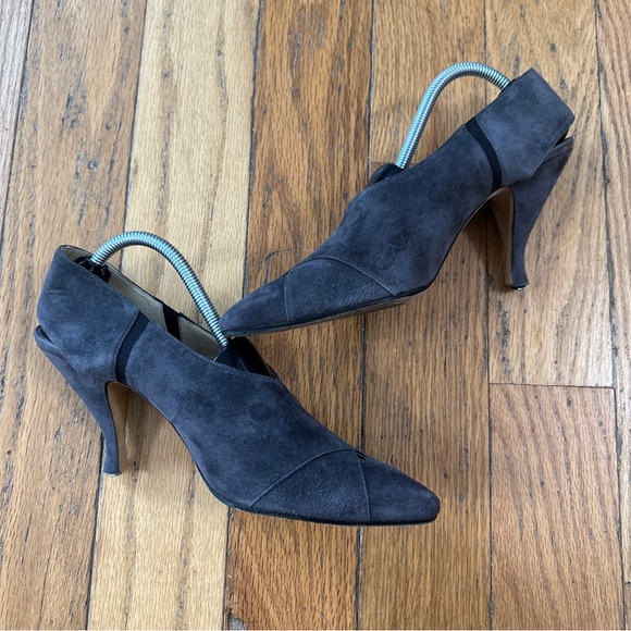 Manolo Blahnik Gray Suede Leather Shoe Booties Size 39.5 - Picture 7 of 10